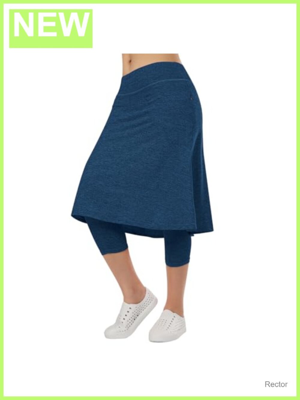 Women Athletic Knee Length Skirted Leggings with Pockets High Waisted